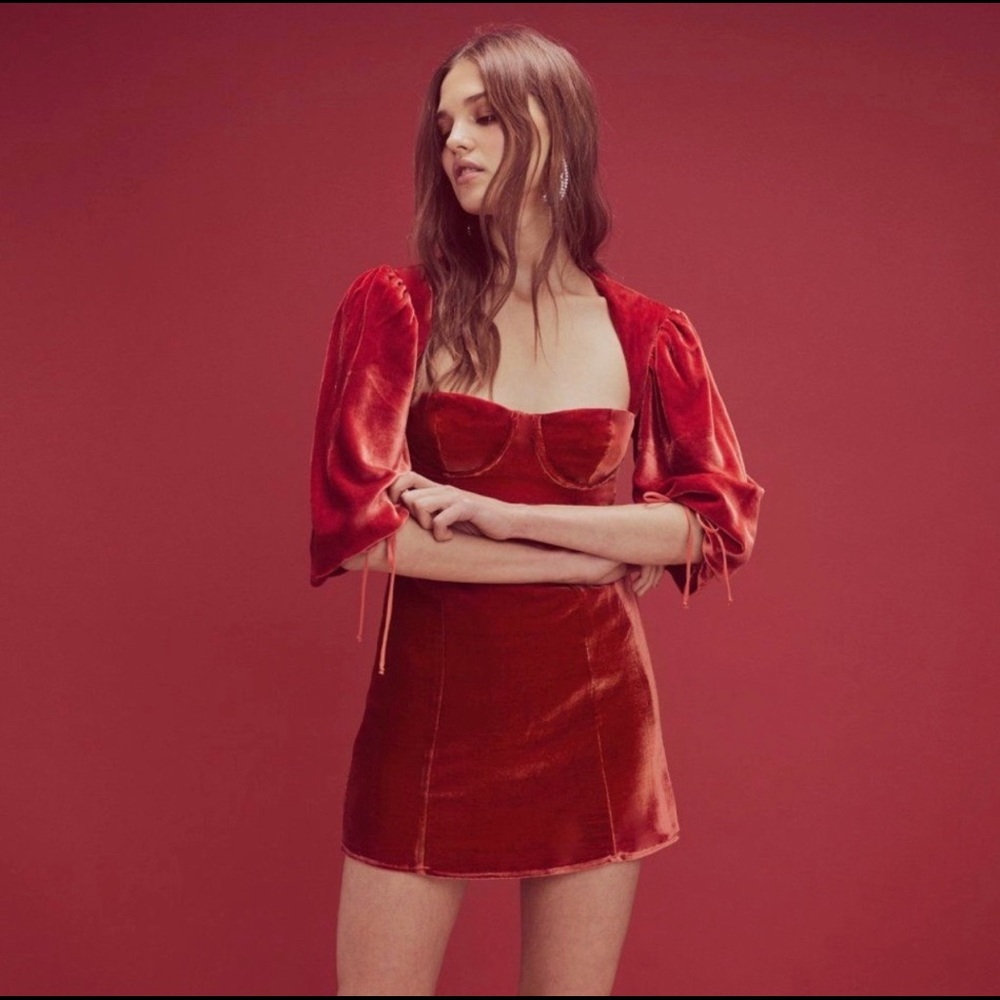 For Love & Lemons Nadine Velvet Bustier Mini Dress